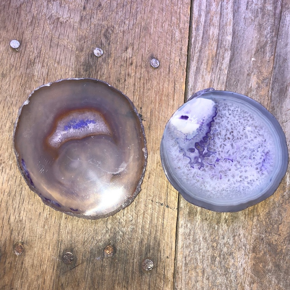 Hippie Naturals Small, Medium, and Large Set of Two Purple Crystal Coasters